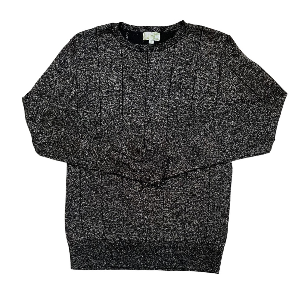 Metallic long sleeve pullover sweatshirt